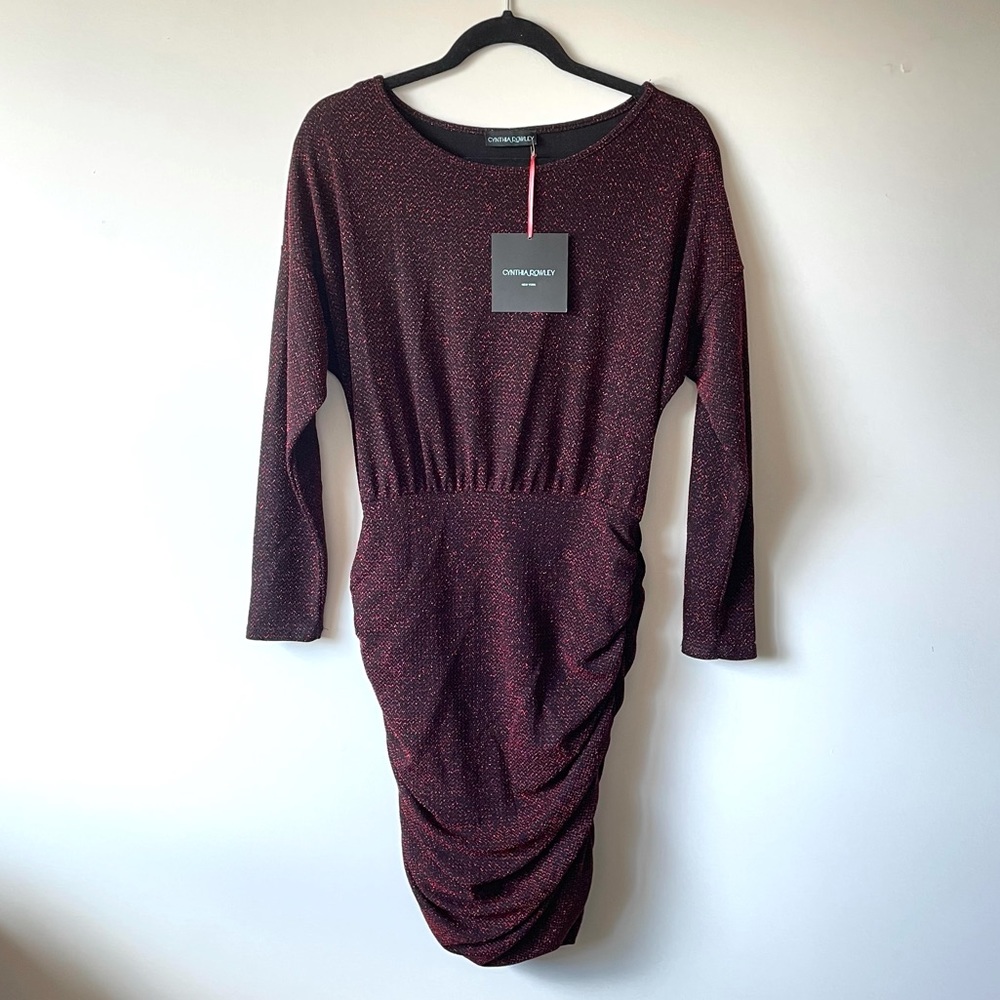 NWT CYNTHIA ROWLEY / LONG SLEEVE METALLIC DRESS